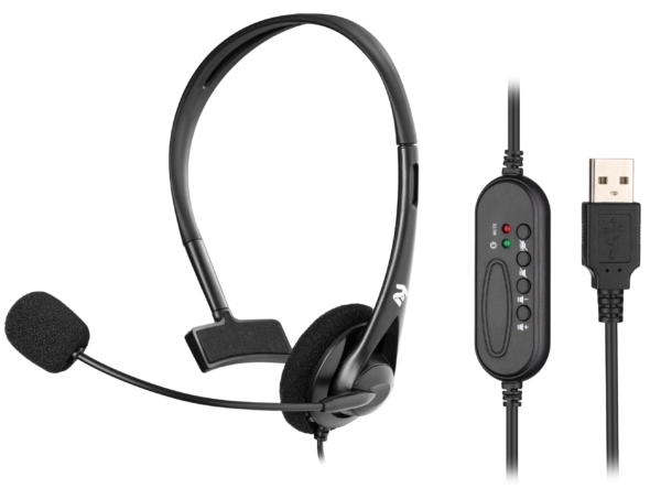 Гарнитура ПК моно On-ear 2E CH11 USB, omni-mic, 2м, черный
