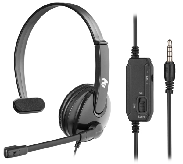 Гарнитура ПК моно On-ear 2E CH12 mini-jack, omni-mic, 1.2м, черный