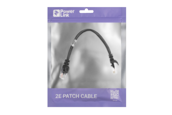 Патч-корд 2E САТ 5e, UTP, 0.20м, 26AWG, RJ45, 7/0.16, CCA, PVC, чорний
