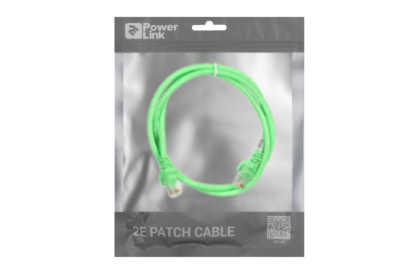 Патч-корд 2E САТ 6, UTP, 1м, 26AWG, RJ45, 7/0.16, Cu, PVC, зеленый