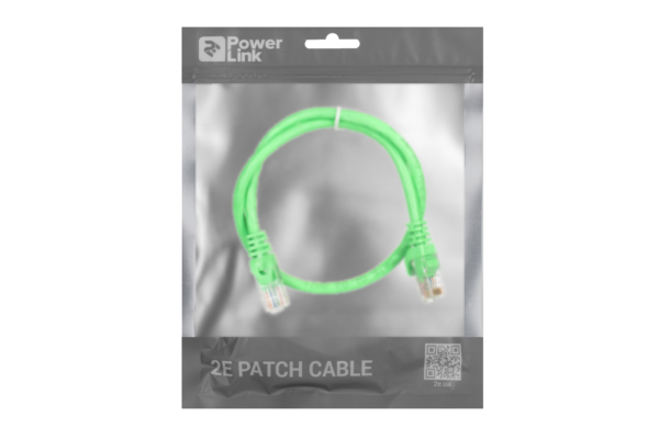 Патч-корд 2E САТ 6, UTP, 0.50м, 26AWG, RJ45, 7/0.16, Cu, PVC, зеленый