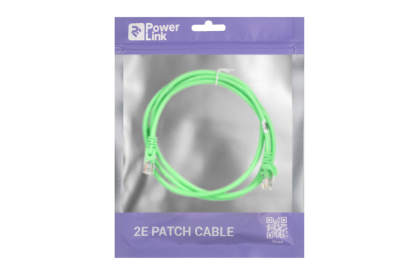 Патч-корд 2E САТ 5e, UTP, 1.50м, 26AWG, RJ45, 7/0.16, CCA, PVC, зелений