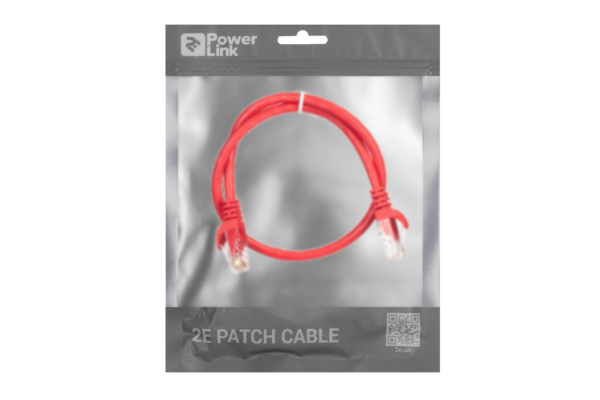 Патч-корд 2E САТ 6, UTP, 0.50м, 26AWG, RJ45, 7/0.16, Cu, PVC, червоний