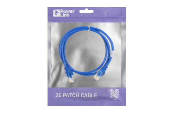 Патч-корд 2E САТ 5e, UTP, 1м, 26AWG, RJ45, 7/0.16, Cu, PVC, синий