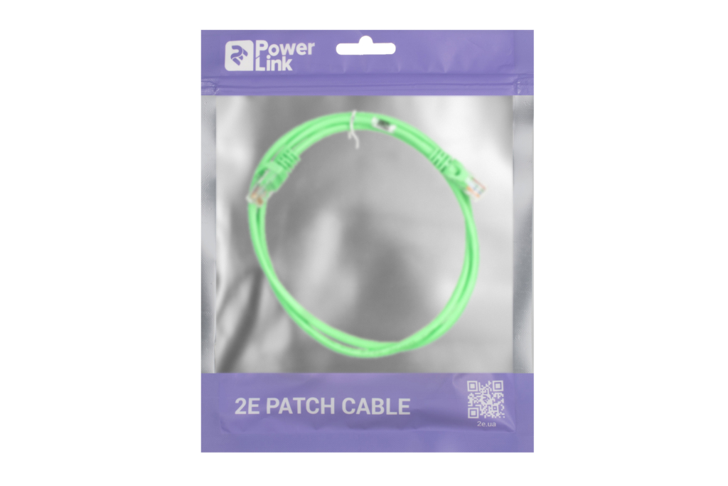 Patch Cable2E Cat 5e,UTP,RJ45, 26AWG ,7/0.16 Cu, 1.00 m,PVC, Green