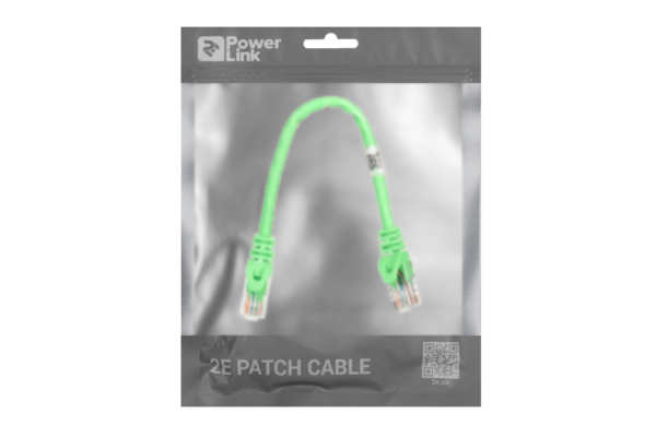 Патч-корд 2E САТ 6, UTP, 0.20м, 26AWG, RJ45, 7/0.16, Cu, PVC, зелений