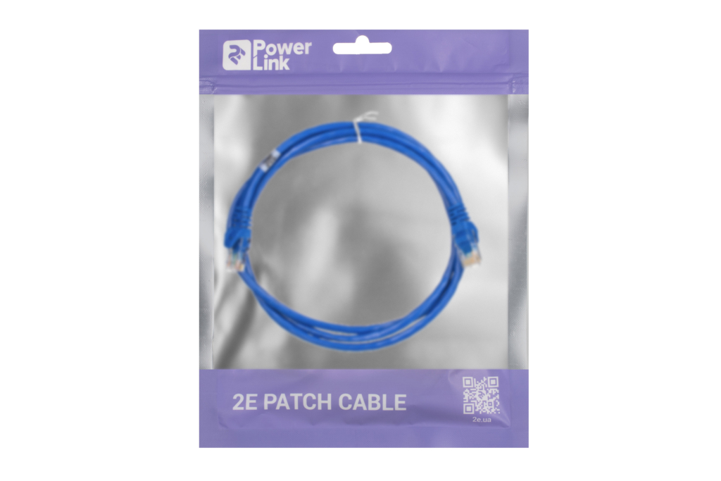 Патч-корд 2E САТ 5e, UTP, 1.50м, 26AWG, RJ45, 7/0.16, Cu, PVC, синий