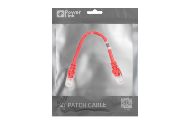 Patch Cable 2E Cat 6,UTP,RJ45, 26AWG ,7/0.16 Cu, 0.20 m, PVC,Red