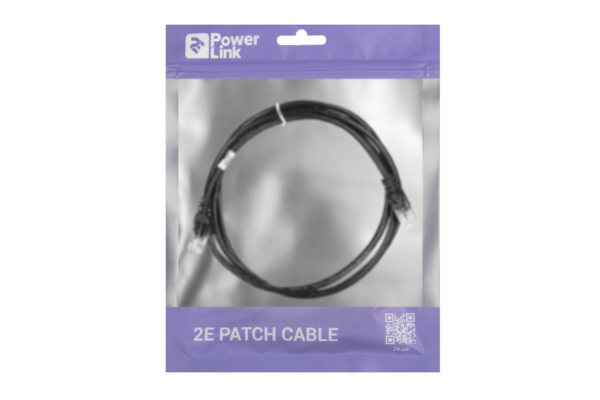 Патч-корд 2E САТ 5e, UTP, 2м, 26AWG, RJ45, 7/0.16, Cu, PVC, черный