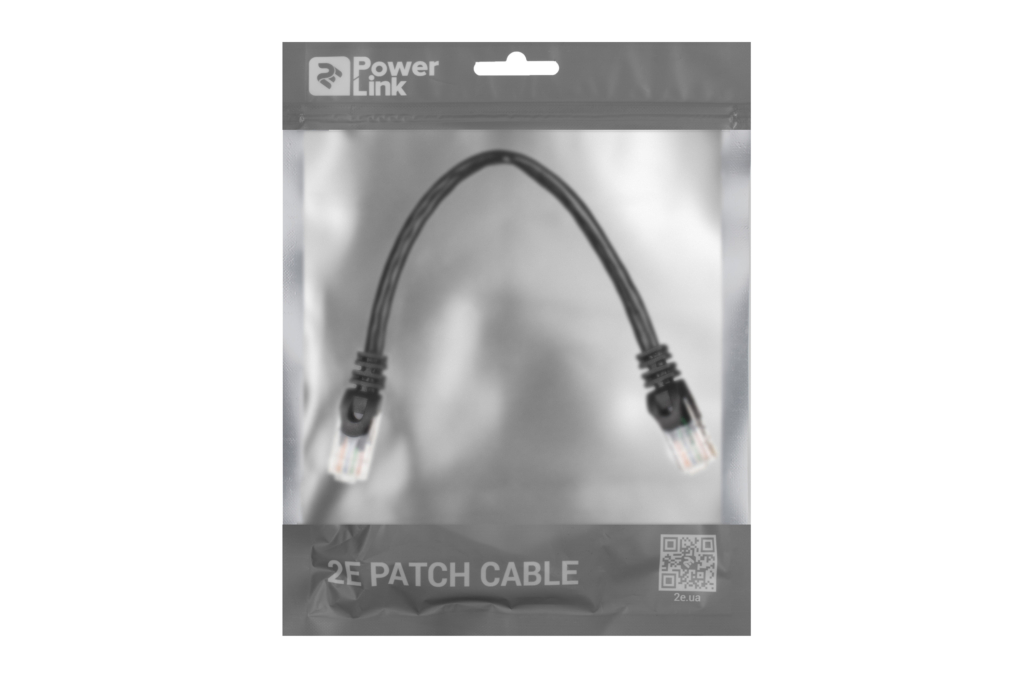 Патч-корд 2E САТ 6, UTP, 0.20м, 26AWG, RJ45, 7/0.16, Cu, PVC, черный