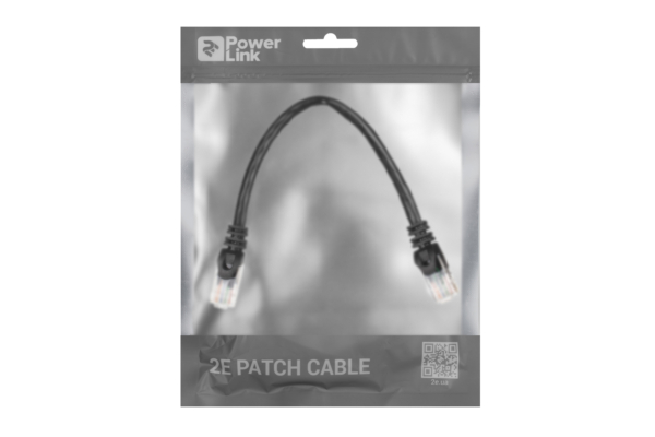 Патч-корд 2E САТ 6, UTP, 0.20м, 26AWG, RJ45, 7/0.16, Cu, PVC, черный