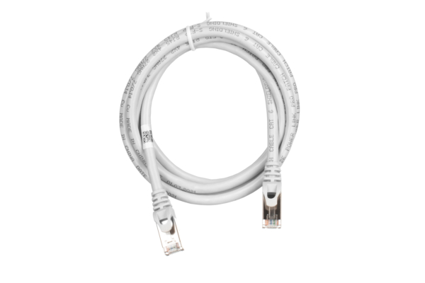 Patch Cable 2E Cat 6,Shielding S-FTP,metal foil pairs,braided cable,RJ45, 4X2 27AWG ,7/0.14 Cu, 1.50 m, PVC,Grey