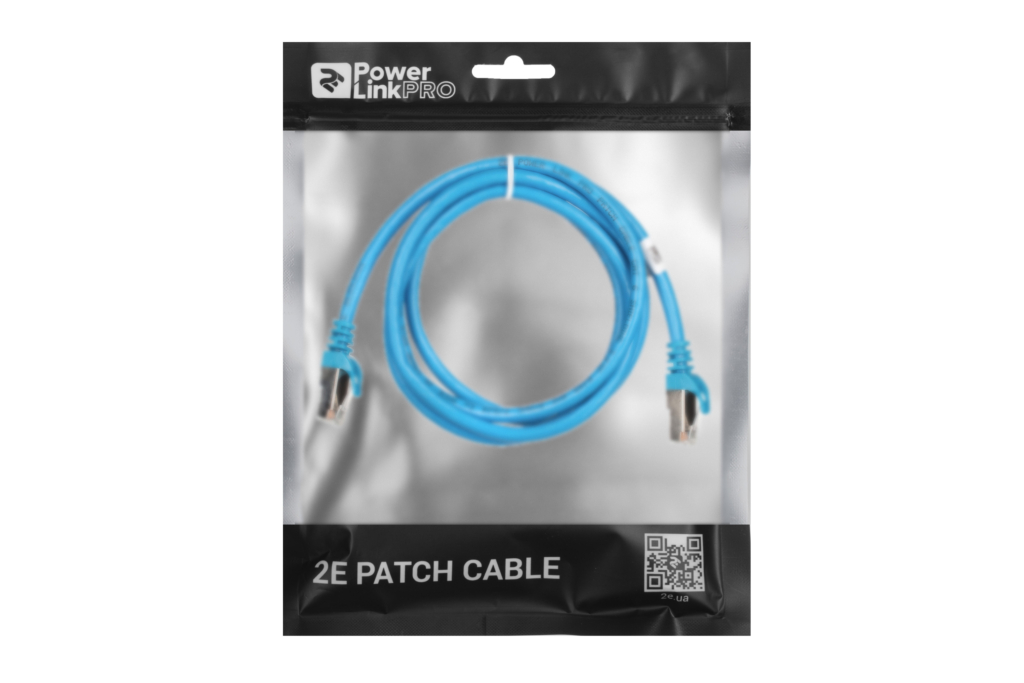 Patch Cable 2E Cat 6,Shielding S-FTP,metal foil pairs,braided cable,RJ45, 4X2 27AWG ,7/0.14 Cu, 1.50 m, PVC,Blue