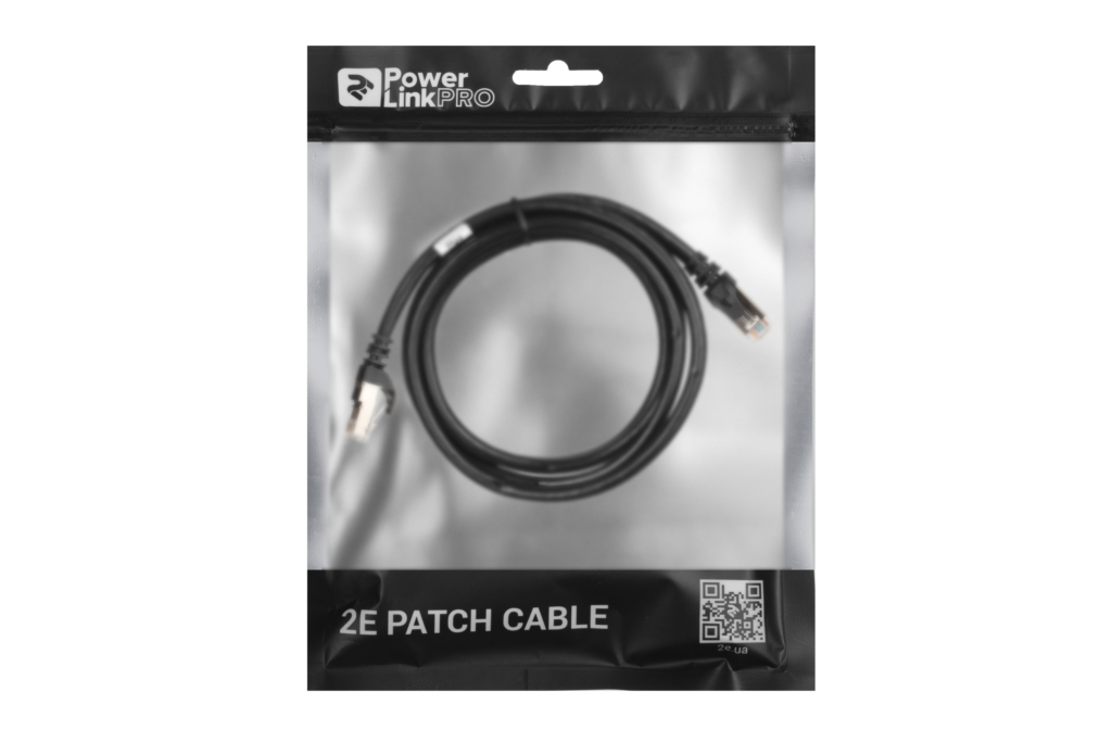 Patch Cable 2E Cat 6,Shielding S-FTP,metal foil pairs,braided cable,RJ45, 4X2 27AWG ,7/0.14 Cu, 1.50 m, PVC,Black