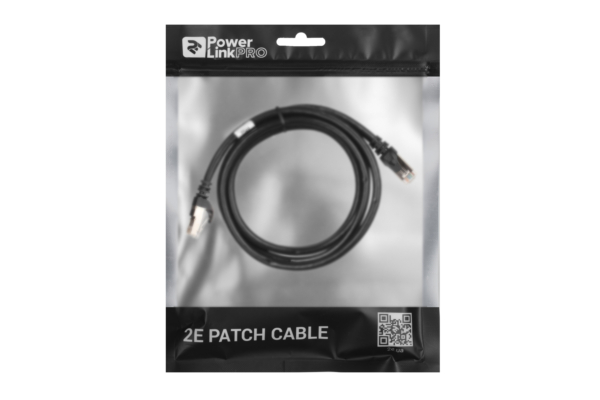 Patch Cable 2E Cat 6,Shielding S-FTP,metal foil pairs,braided cable,RJ45, 4X2 27AWG ,7/0.14 Cu, 1.50 m, PVC,Black