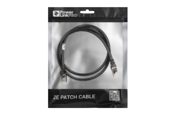 Patch Cable2E Cat 6,Shielding S-FTP,metal foil pairs,braided cable,RJ45, 4X2 27AWG ,7/0.14 Cu, 1.00 m, PVC,Black