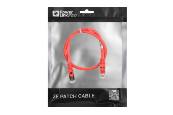 Патч-корд 2E САТ 6, S-FTP, 0.50м, 26AWG, RJ45, 7/0.16, Cu, PVC, червоний