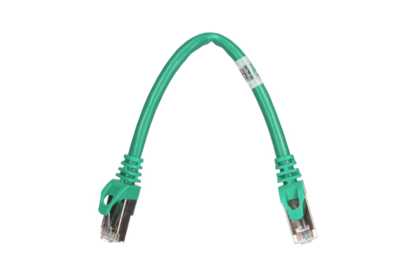 Patch Cable 2E Cat 6,Shielding S-FTP,metal foil pairs,braided cable,RJ45, 4X2 27AWG ,7/0.14 Cu, 0.20 m,PVC, Green