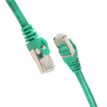 Patch Cable 2E Cat 6,Shielding S-FTP,metal foil pairs,braided cable,RJ45, 4X2 27AWG ,7/0.14 Cu, 0.20 m,PVC, Green
