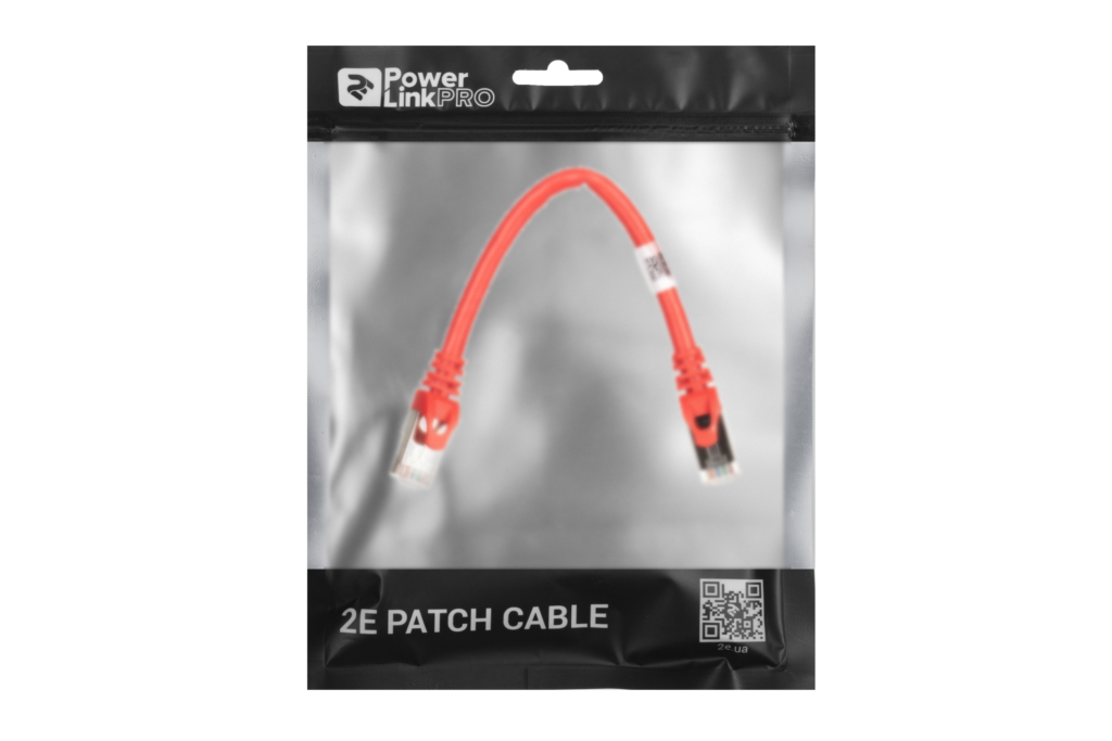 Patch Cable 2E Cat 6,Shielding S-FTP, metal foil pairs, braided cable, RJ45, 4X2 27AWG, 7/0.14 Cu, 0.20 m, PVC, Red