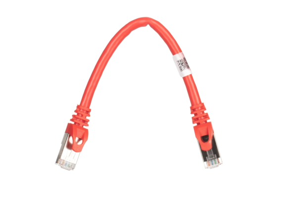Patch Cable 2E Cat 6,Shielding S-FTP,metal foil pairs,braided cable,RJ45, 4X2 27AWG ,7/0.14 Cu, 0.20 m, PVC,Red