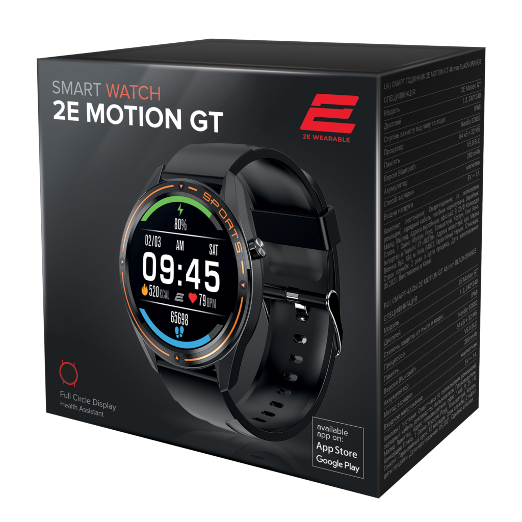 2E Смарт-годинник Motion GT 46 mm Black-Orange