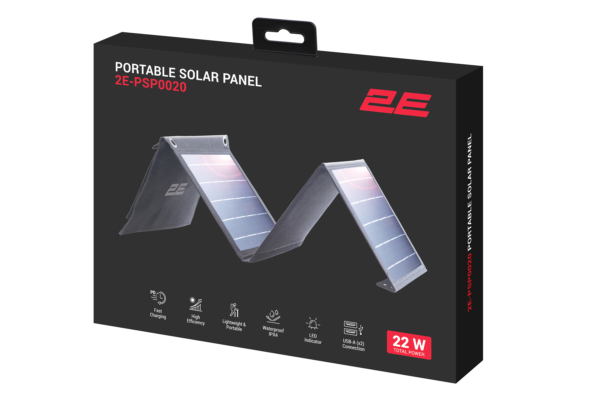 2E portable solar panel, 22 W, 2*USB-A 5V/2.4A