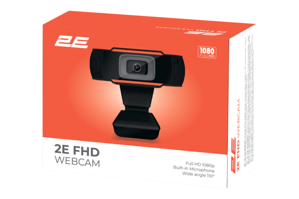 Вебкамера 2E FullHD, 20fps, auto focus, чёрный