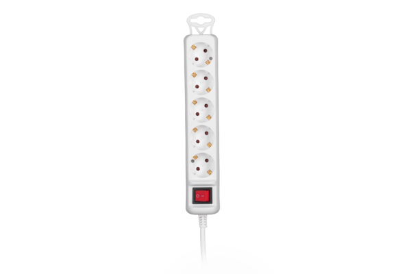 2E Power Strip 5хType F, 3х1.5mm2, 16A, 5m, white