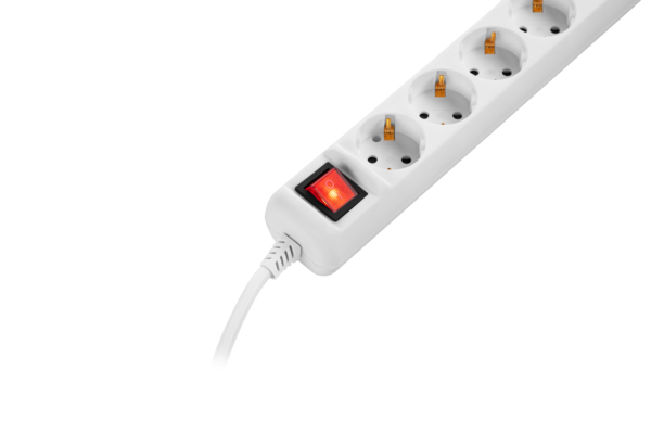 2E Power Strip 5хType F, 3х1.5mm2, 16A, 5m, white