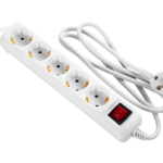 2E Power Strip 5хType F, 3х1.5mm2, 16A, 1.5m, white