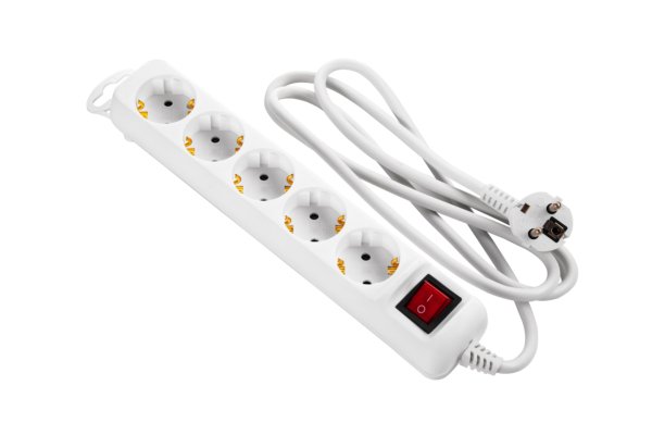 2E Power Strip 5хType F, 3х1.5mm2, 16A, 1.5m, white
