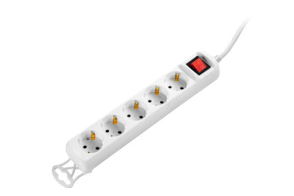 2E Power Strip 5хType F, 3х1.5mm2, 16A, 1.5m, white