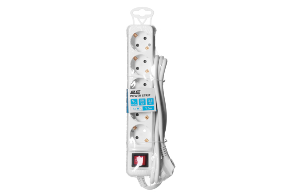 2E Power Strip 5хType F, 3х1.5mm2, 16A, 1.5m, white
