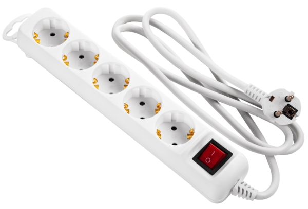 2E Power Strip 5хType F, 3х1.5mm2, 16A, 1.5m, white