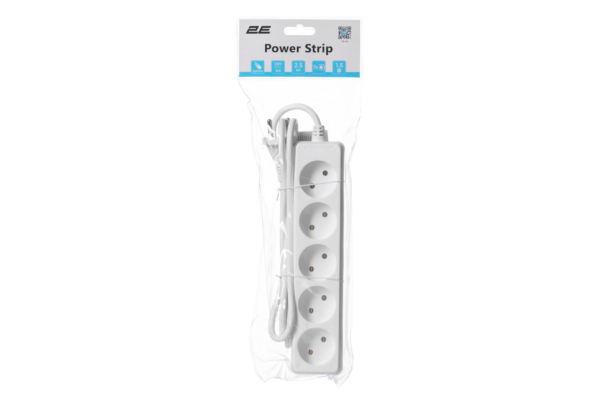 2E Power Strip 5хType C, 2х1mm2, 10A, 1.5m, white