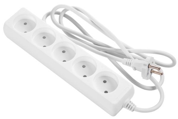 2E Power Strip 5хType C, 2х1mm2, 10A, 1.5m, white