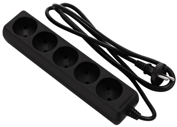 2E Power Strip 5хType C, 2х1mm2, 10A, 1.5m, black