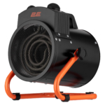 2E Industrial fan heater electric, Stainless, 2kW, 20m sq, 239m cubic/h, heating element – stainless steel, IPX4, black