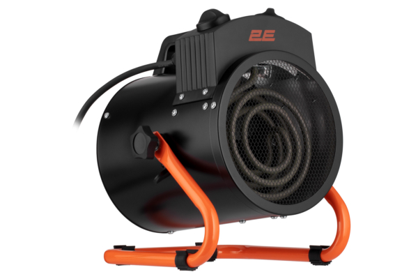 2E Industrial fan heater electric, Stainless, 2kW, 20m sq, 239m cubic/h, heating element – stainless steel, IPX4, black