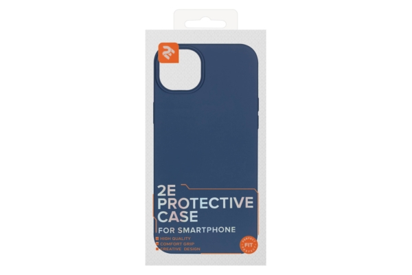 2Е Basic case for iPhone 14 Max, Liquid Silicone, Cobalt Blue