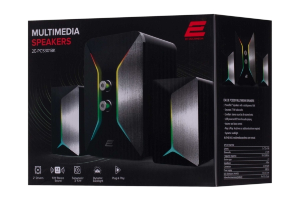 Multimedia speaker 2E PCS301 RGB, 2.1, USB, Black
