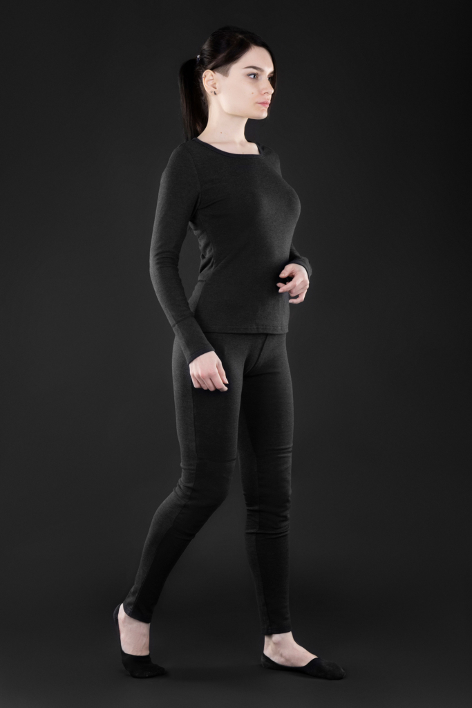 2E Women’s Heated Thermal Underwear eFiber for Women Black, size L