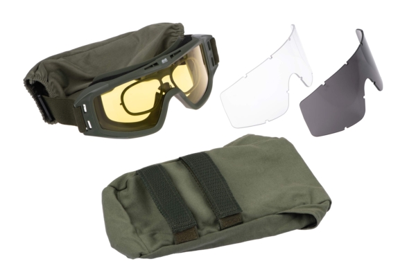 2E Tactical Маска тактическая, защитная Hawk Army Green Anti-fog, сумка, 3 линзы