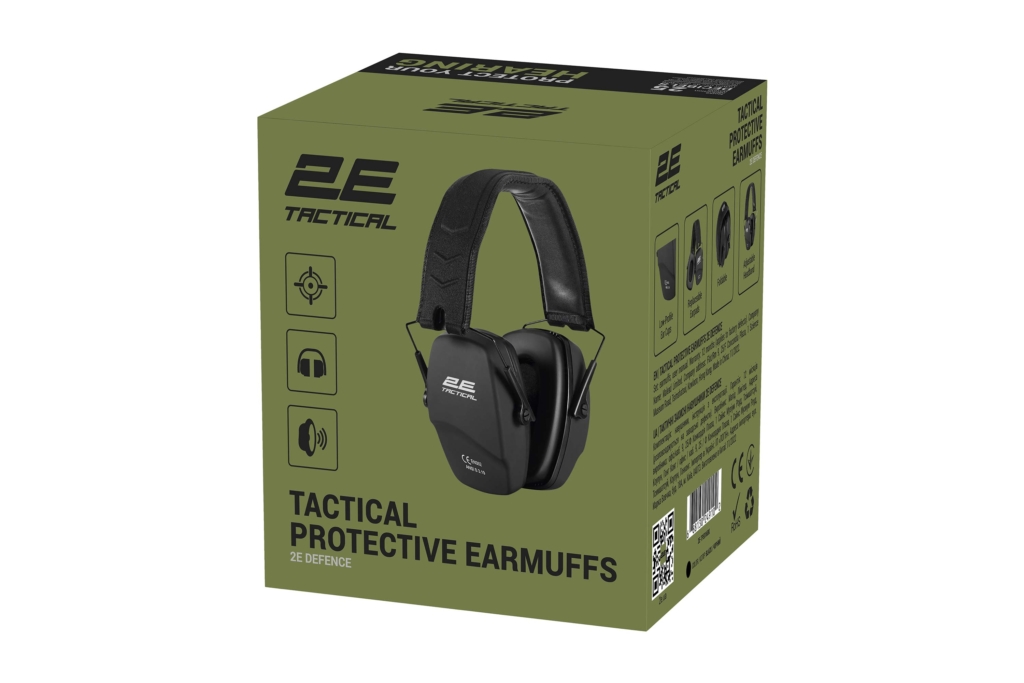 Тактические защитные наушники 2E Defence Black NRR: 25 dB, пассивные