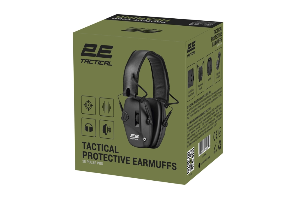 2E Tactical Тактичні захисні навушники Pulse Pro Black NRR 22 dB, активні