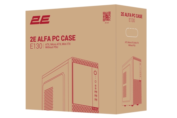 Корпус 2E Alfa E130 без БЖ 2xUSB3.0, 1xUSB2.0, 1×80мм, VGA 320мм, ATX, чорний
