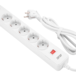 Удлинитель-фильтр сетевой 2E 5xТип F, 3×1.5мм кв, 16A, 3xUSB-A, с защитой от перенапряжения, 2м, белый