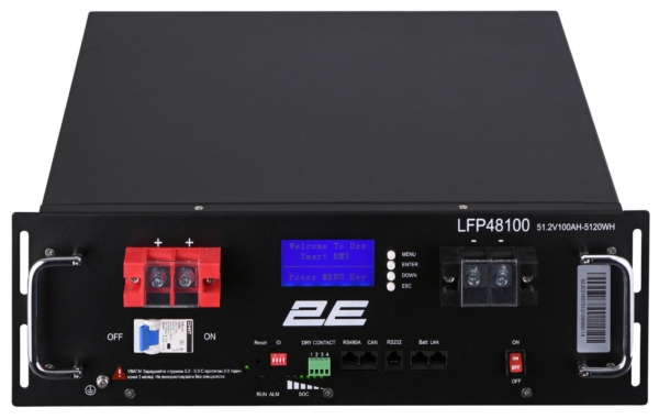 Акумуляторна батарея 2E LFP48, 48В, 100А•год, 19″ LCD 16S