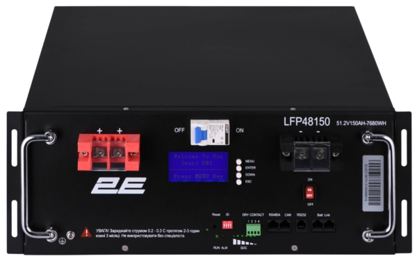 Акумуляторна батарея 2E LFP48, 48В, 150А•год, 19″ LCD 16S